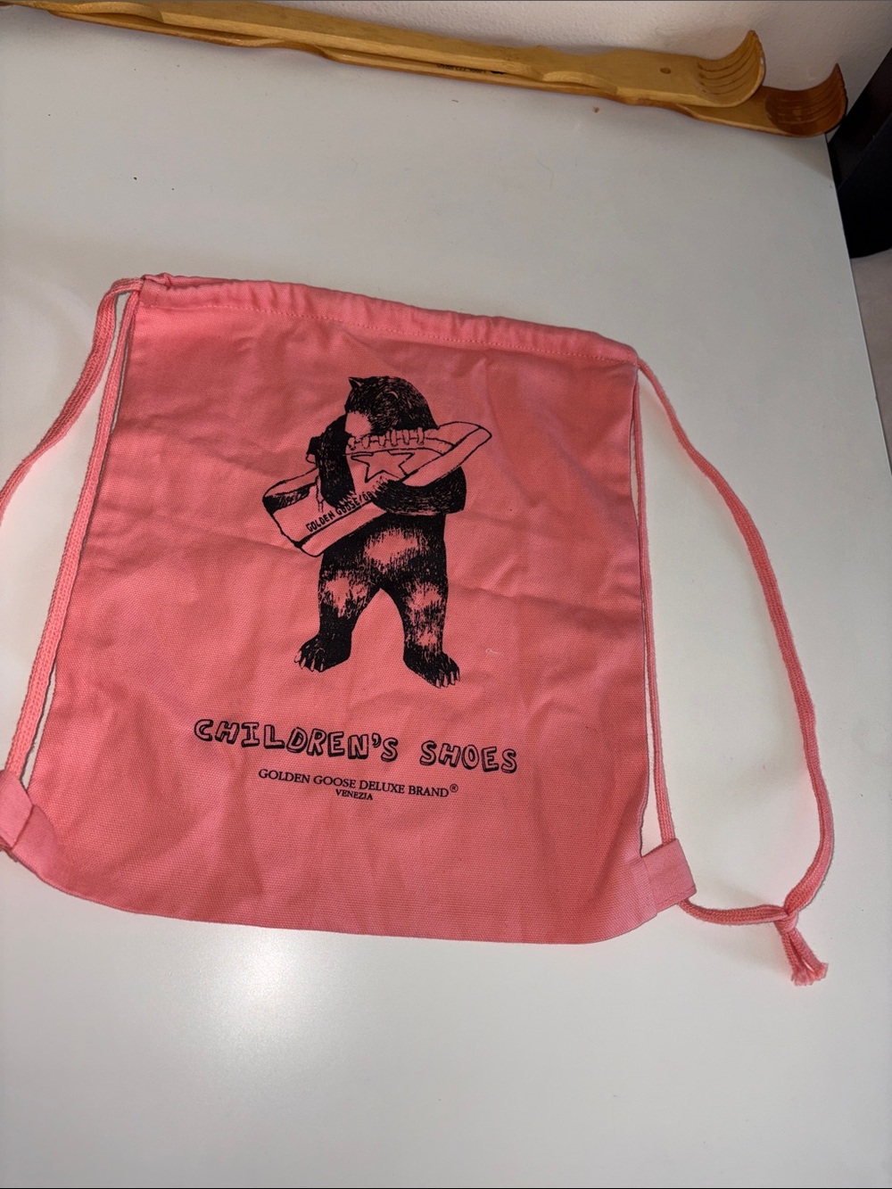 BN GOLDEN GOOSE Logo Drawstring Dust Bag Shoe Storage Bag Kids 11x9 Backpack